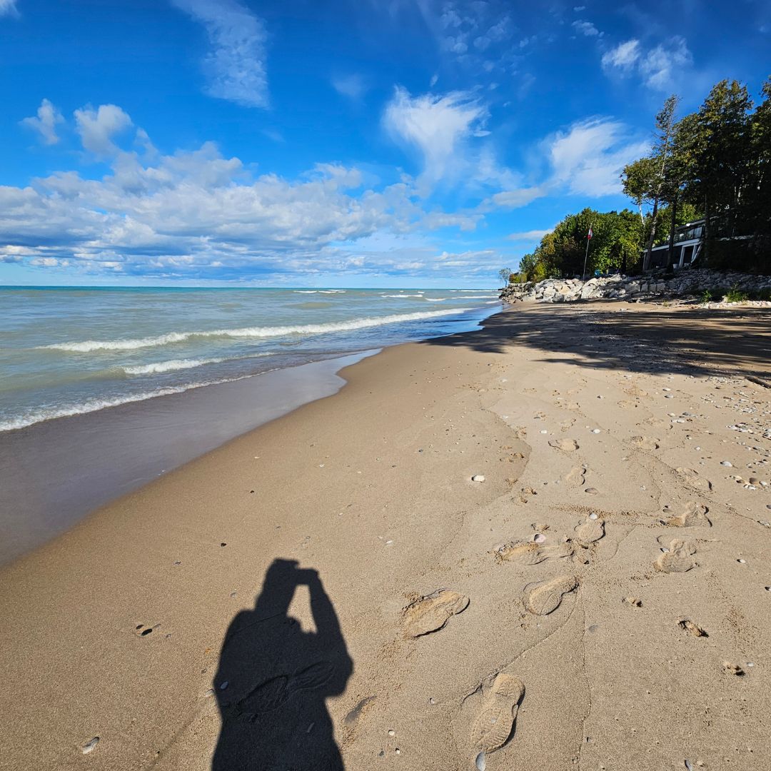 Sandy beach with footprints