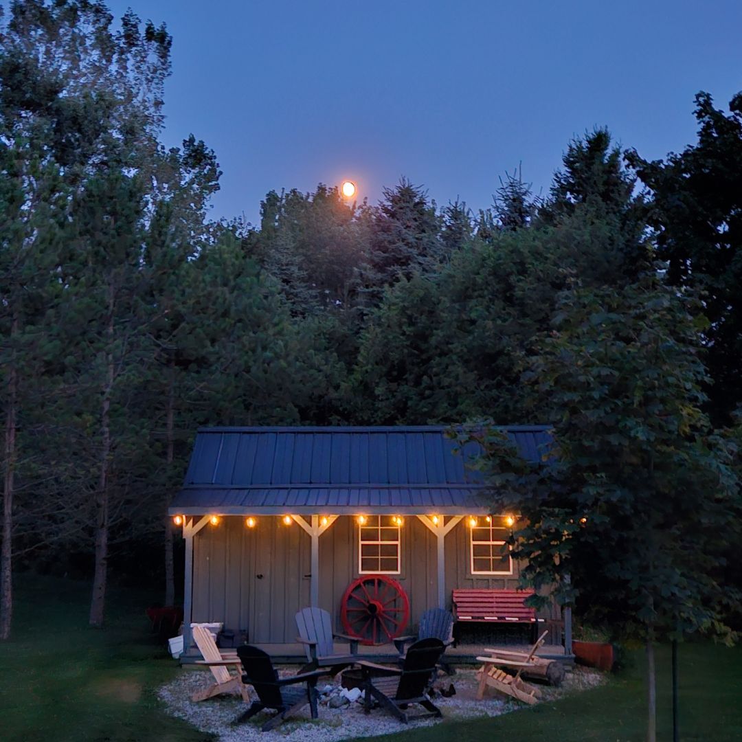 Fire pit area at dusk